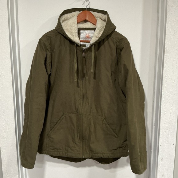 Cloudveil Jacket Mens XL Green Hooded Sherpa Lined Canvas Full Zip Outdoors Warm - Picture 1 of 9
